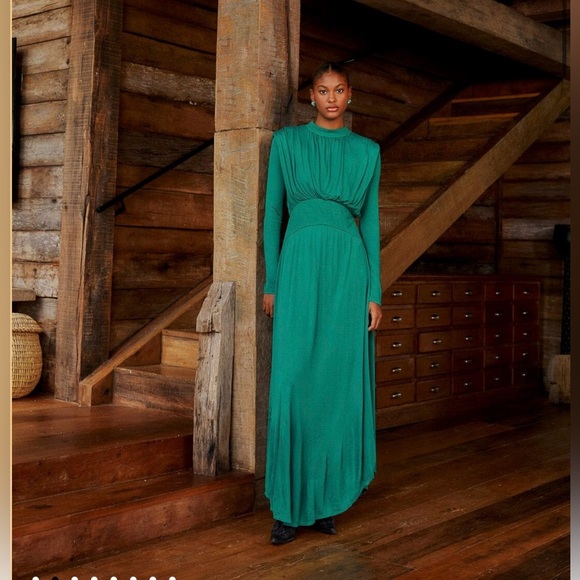 Farm Rio Emerald High Neck Maxi Dress